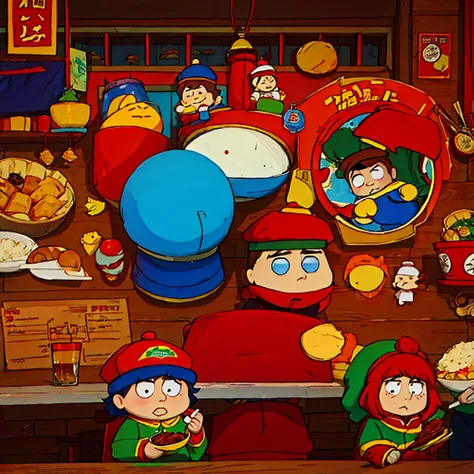 Family of Cartman out Chinese Restaurant, by Guillaume Parker, Fan Art