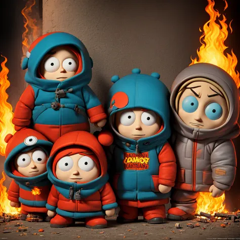 film: family of cartman run out chicago on fire and kenny mccormick, by guillaume parker and peter jian, center by peter jian, m...