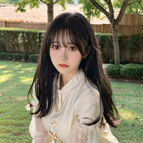 arafed woman with long black hair and bangs posing for a picture, black hair and large eyes, belle delphine, she has black hair with bangs, anime girl in real life, long dark hair with bangs, long black hair with bangs, with straight black hair, shikamimi,...