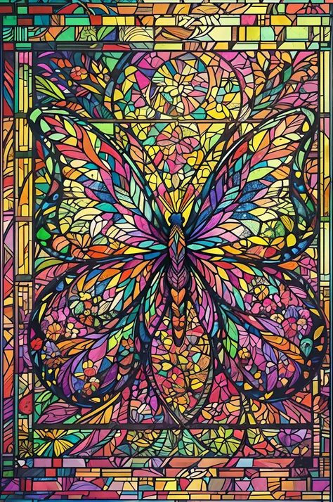 stained glass art of butterfly, mosaic-stained glass art, stained-glass illustration, concept art, (best quality, masterpiece, ultra-detailed, centered, extremely fine and aesthetically beautiful, super fine illustration), centered, epic composition, epic ...