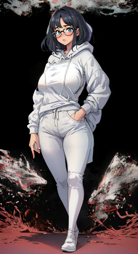 anime girl giant boobs in white hoodie