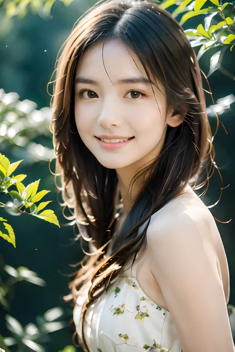 (best quality,4k,highres,masterpiece:1.2),ultra-detailed,(realistic:1.37),beautiful girl,tea picking, lovely face, half body shot, dewy complexion,sparkling eyes,flowing hair,delicate hands,nature-inspired dress,sunlight filtering through the leaves,floral...