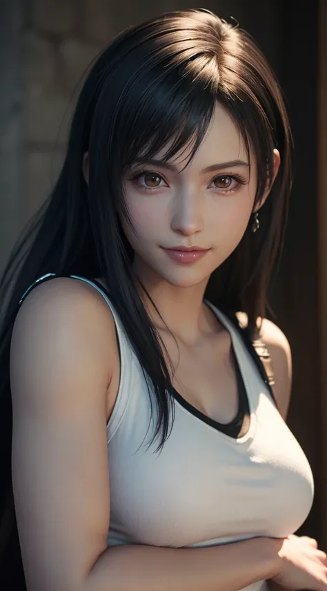 (best quality, ultra-detalhado, realistic:1.37), tifa lockhart, rosto delicado, rosto detalhado, sweet smile expression, corpo p...