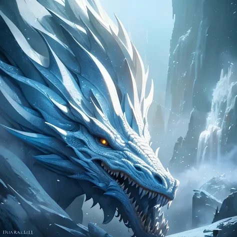 1dragon, frost dragon, pure white, intricate, solo focus, realistic, dynamic, realistic, detailed and correct facial structure, cinematic lighting, unreal engine, trending on ArtStation, intricate details, masterpiece, best quality, by Irakli Nadar, Greg R...