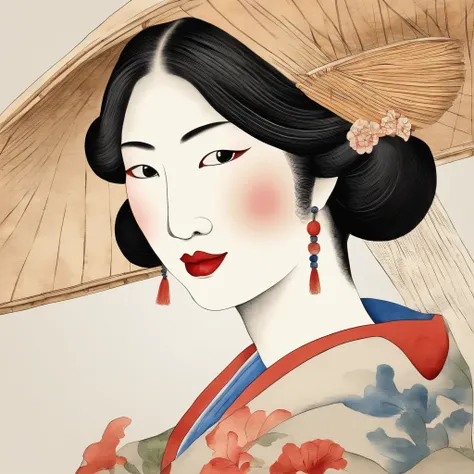 without background、simple background、Best Quality, Kitagawa Utamaros style, ukiyoe painting,