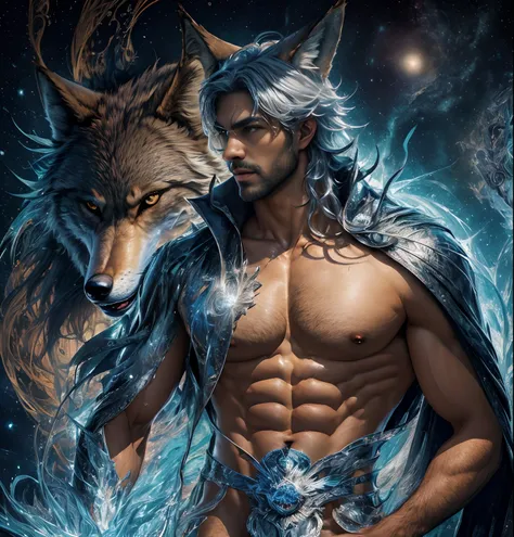 ((a men naked ande wolf)), ((Werewolf)), piece of master, full body naked explict, por chunie, por darkgem:0.8, master part, pelo fofo detalhado,confiante,sorrir, sozinho,esclera colorida, (Nico), leather jacket, dente,Mangas,colarinho cravado, Close-up,re...