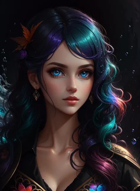 ((Best Quality)), ((Masterpiece)), (Real), (Details), (Details), (1 Woman) close-up portrait of woman with colorful hair, dreamy beautiful woman, 4K high-definition digital art, stunning digital illustration, stunning 8K artwork, colorful digital fantasy a...