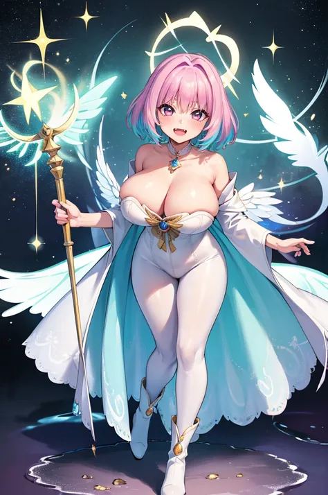 (best quality,masterpiece:1.2),intricate details,beautiful detailed eyes,beautiful detailed lips,extremely detailed eyes and face,longeyelashes,riamu, modeseven,super curvy,comic style,vibrant colors,standing,innocent, full body, standing, smile, princess ...