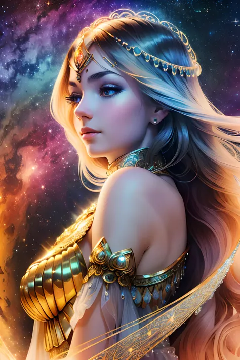 ((best qualityer)), ((tmasterpiece)), ((realistic)), ultra-detailed, cosmic space, milky ways, zodiac girl zodiac sign: cygnus, ...