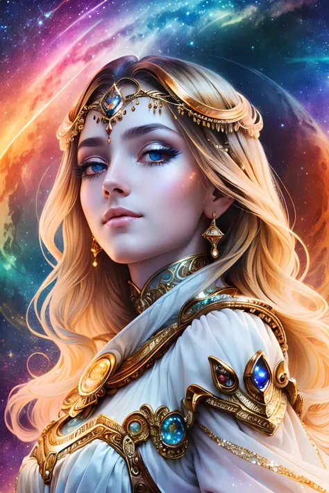 ((best qualityer)), ((tmasterpiece)), ((realistic)), ultra-detailed, cosmic space, milky ways, zodiac girl zodiac sign: cygnus, ...