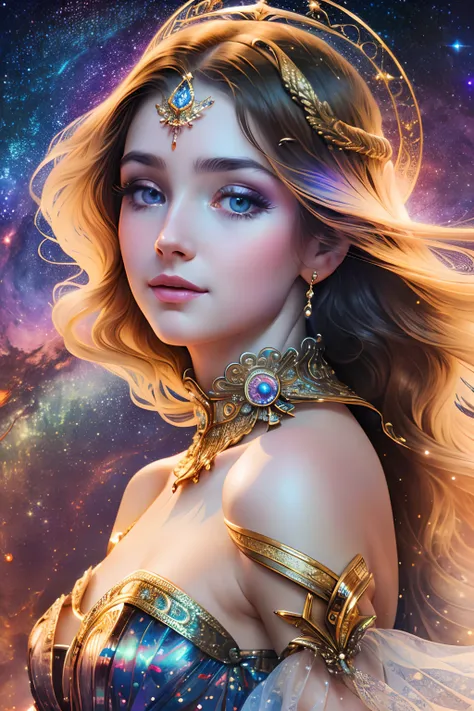 ((best qualityer)), ((tmasterpiece)), ((realistic)), ultra-detailed, cosmic space, milky ways, zodiac girl zodiac sign: cygnus, ...