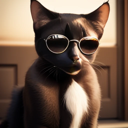 Black cat in sunglasses