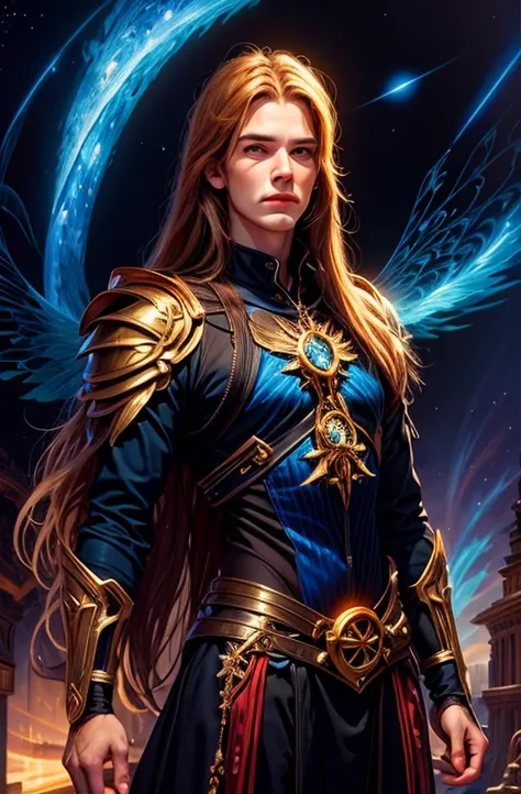 An 8K high-definition portrait of an 18-year-old young angel ((angel with several majestic wings,)) Deus do Mar, Deus do Oceano, Luthien, arte de deus, Deus da mitologia grega, Deus da Lua, Deus do amor e da paz, deus bonito, Mitologia do Deus da Terra, o ...