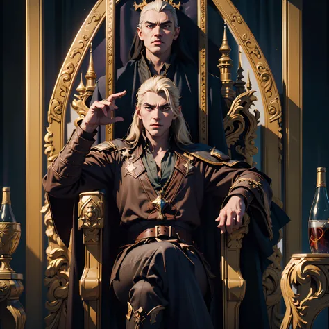 Castlevania Shadow Lord hyper realistic super detailed Dynamic shot masterpiece cinematic scene sitting in his big legendary throne with his men surrounding him hyper realistic super detailed cinematic scenes movie Epic Legendary different angle of view