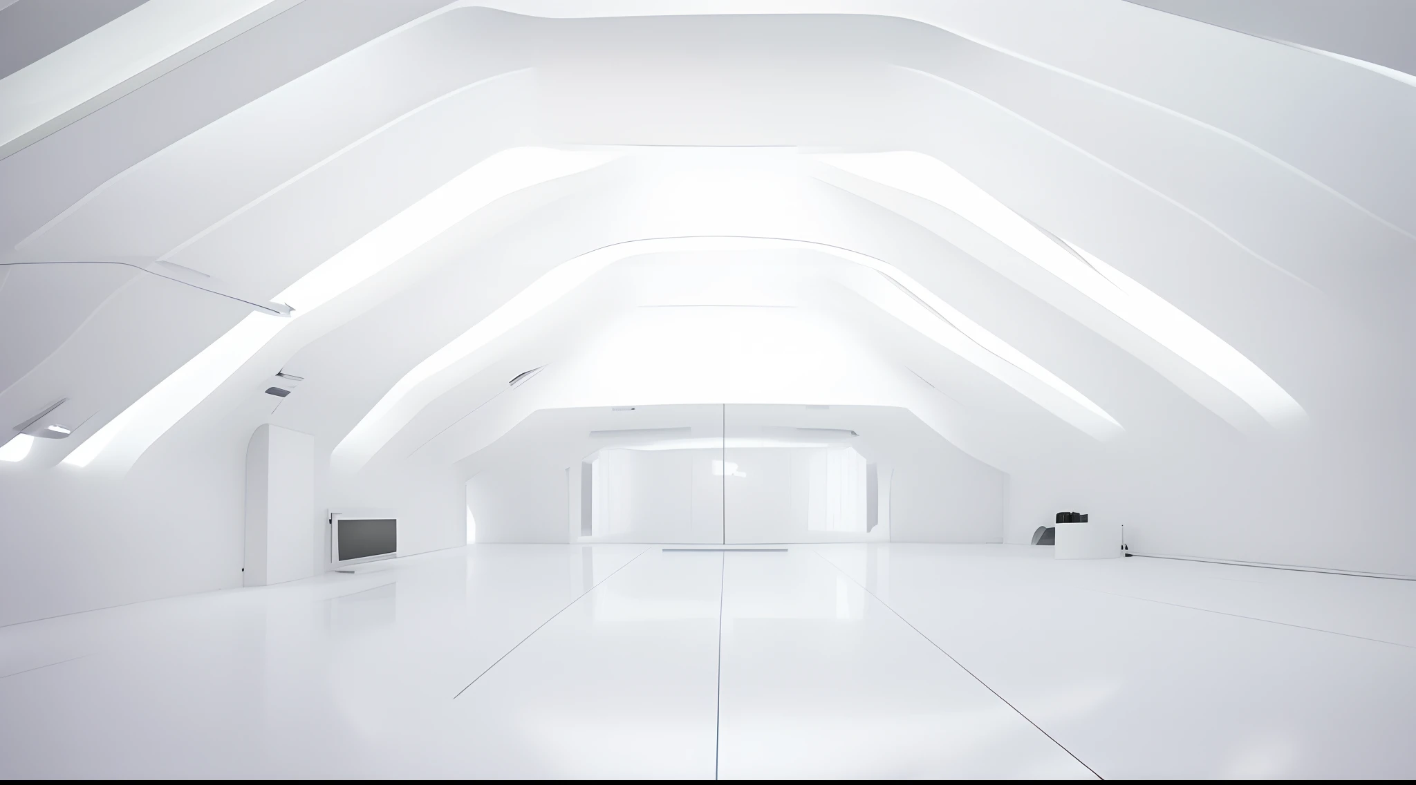 Close-up of the white room，Lights shone on the ceiling, white ambient background, inside white room, futuristic room background, indoor background, Wrap around the white space, white studio background, background is white, White space, futuristic hall, Whi...