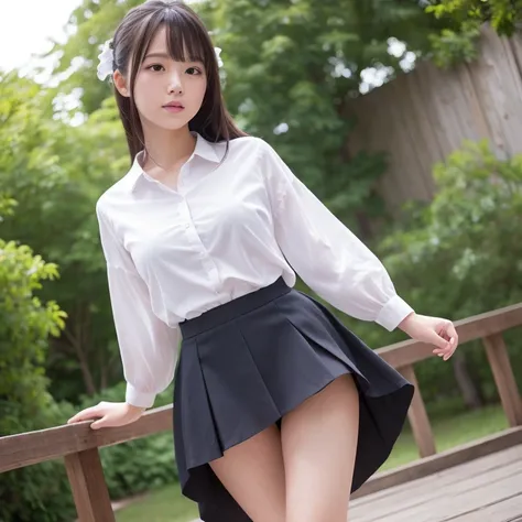 (Best Quality,4K,8K,hight resolution,masutepiece:1.2),Ultra-detailed,(Realistic,Photorealistic,Photorealsitic:1.37),cute-style,skirt by the,Dribbling High Detail 8K,Studio Lighting - V 6, Real life girls, portrait of a japanese teen, is standing, Lift the ...