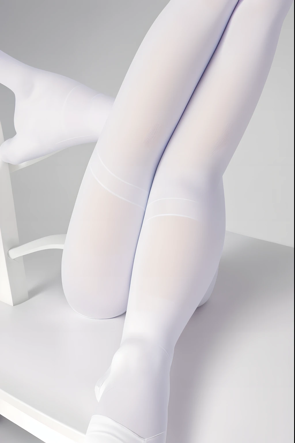 （Best quality，tmasterpiece，k hd，Vivid colors）there is a woman sitting on a bench with her legs crossed, wearing white tights, white tights, white stockings, full length and white stockings, nylon tights, pantyhose tights, detailed shot legs-up, white tight...