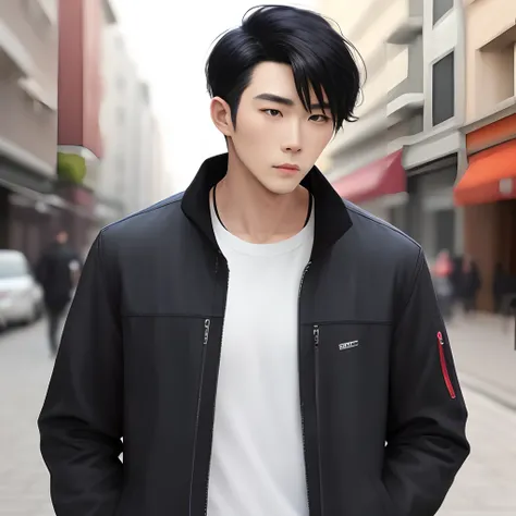 Black-haired man plain clothes