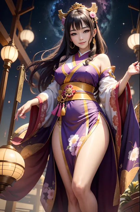 top-quality, ​masterpiece, 8K picture quality, High-density illustration, (Money luck good luck disease-free breath disaster々The goddess of Japan brings all the benefits), Advent from a fantastic space, Colorful colors, (Beautiful face), Illustrative rathe...