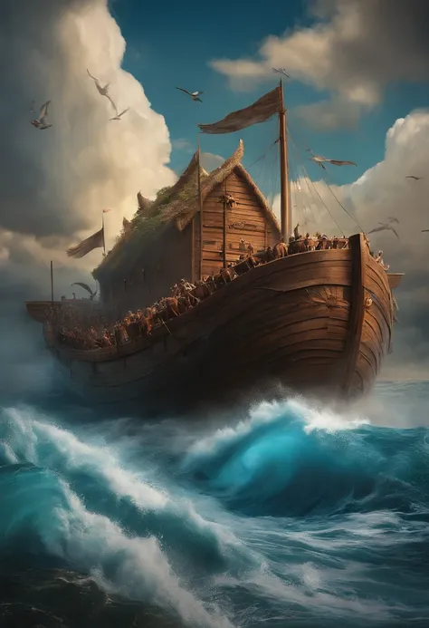 Noahs Ark、deluge、The land is swallowed up by the sea、