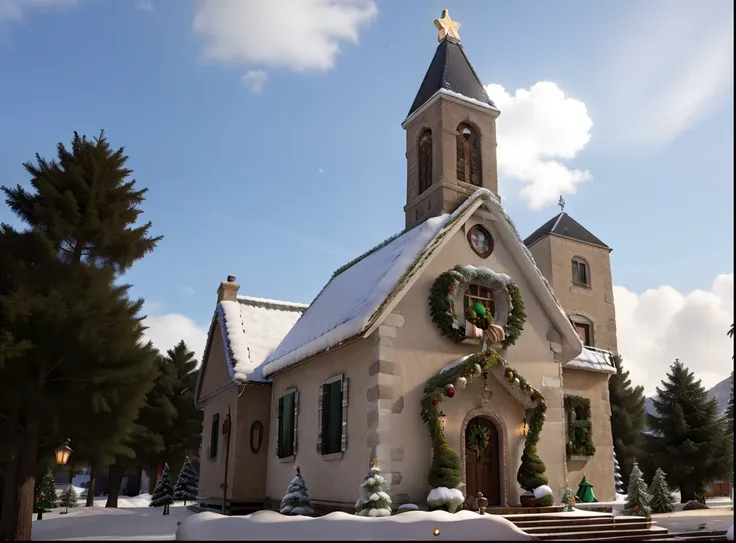 Christmas Decoration, neve e sol forte