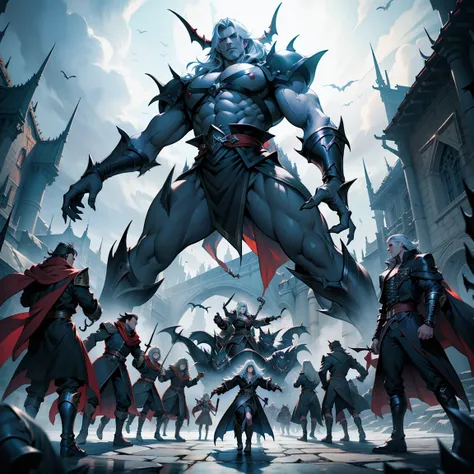 Castlevania Shadow Lords Hyper Realistic Super Detailed Dynamic Centerpiece Cinematic Scenes Epic Movie Legendary Lord Dracula Leading Troops Demon Army in Battle Super Realistic War Super Detailed Different Poses