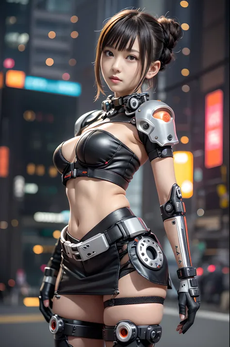 unrealengine:1.4,hyper HD,Best Quality:1.4, Photorealista:1.4, Skin Texture:1.4, tmasterpiece:1.8, 1 Cyberpunk Girl, brunette color hair, glowy skin, 1 Orange Machine Girl, (super realistic details)), full body Esbian, globalillumination, Contrasty, Ambros...