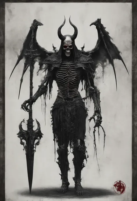 devil horns，Claws，battleaxe，Spooky environment，dentes pontiagudos，Berserker，full bodyesbian，Powerful aura，A strong sense of oppression，incredibly detailed，Red-eyed skeleton，The flames of hell are raging，Skeleton Legion，Ultra photo realsisim