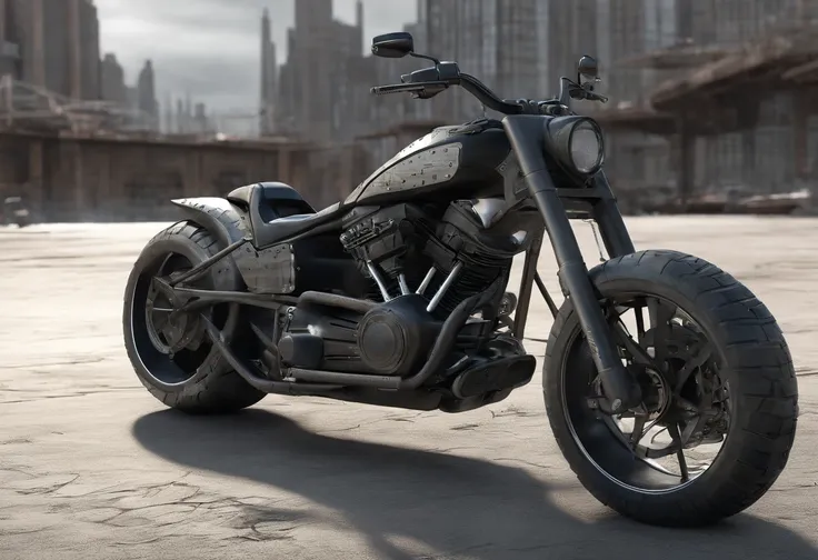 (masterpiece, best quality, ultra-detailed, photorealistic), vehicle concept design, a futuristic harley davidson chopper, strong, powerful, sleek