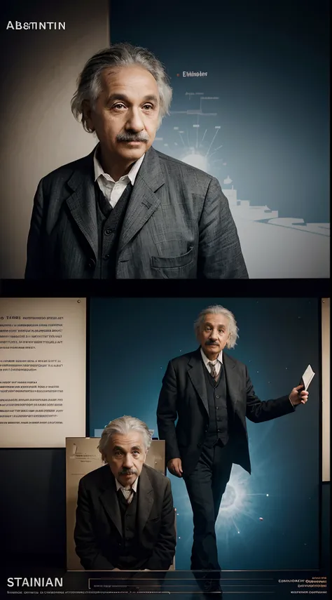 "Illustrate a journey through the life of Albert Einstein with a visual timeline: showcase key milestones, scientific breakthroughs, and advocacy moments, creating a dynamic and informative visual narrative."