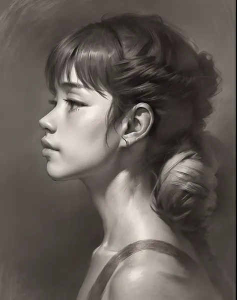 (a high resolution,best quality,realistic),(portrait,character) 's (shoun:1.1),(side view:1.1),portrait in (classic charcoal sty...