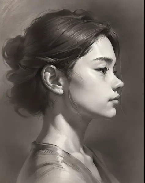 (a high resolution,best quality,realistic),(portrait,character) 's (shoun:1.1),(side view:1.1),portrait in (classic charcoal sty...