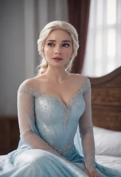 elsa frozen at 18 years old  at the bed, open legs, (showing ), pubic hair, walt disney