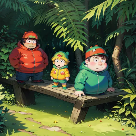 team Eric Cartman dressed as a jungle explorer, South Park Style, By Jean-Guillaume Thory