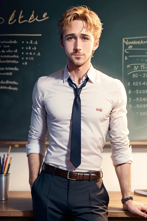 Ryan Gosling professeur de mathématiques sexy à 30 ans, tableau