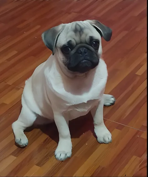 Perro Pug sentado estilo pixar