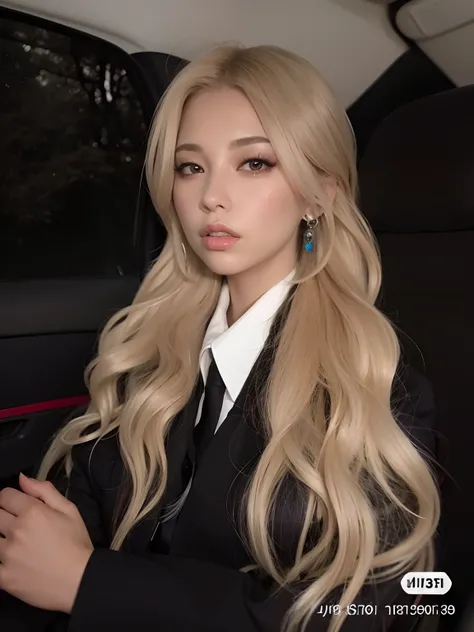 mujer arafed con el pelo largo y rubio sentada en un coche, Ava Max, con cabello largo y rubio, Cabello largo y rubio y ojos grandes, con pelo largo blanco, Su cabello es blanco, Cl, con el pelo largo y blanco, Cabello largo y rubio y ojos grandes, con el ...