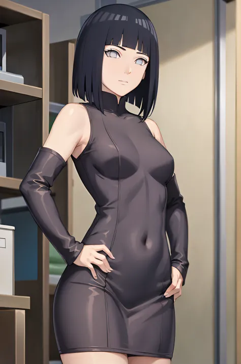 hinata(boruto), 1girl, solo,mature female,
BREAK wearing sexy tight dress, purple dress, ribbed dress,sleeveless,
BREAK looking at viewer, full body, (cowboy shot:1.5), standing,pose, hand on hip,
BREAK indoors, library,
BREAK (masterpiece:1.2), best quali...