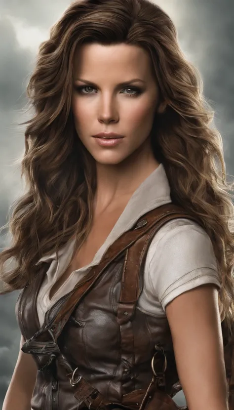 (masterpiece, best quality), Kate Beckinsale, Beautiful face, leather, braided hair, collar, boots,