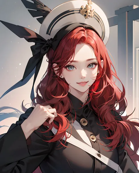 ​masterpiece、top-quality、超A high resolution、Girl in business suit、2D Beautiful Girl、soio、kindly smile、Red-haired、The long-haired、Eyes are drawn in detail、The face is depicted in detail、Clothes are depicted in detail、animesque、illustratio