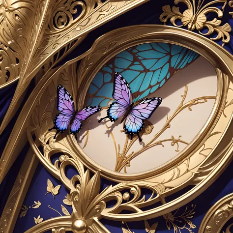 Butterfly Jewel, art nouveau style highly detailed, close up.