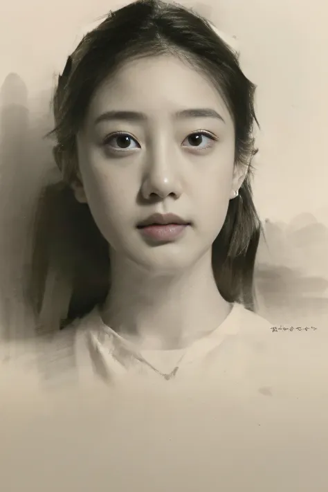 portrait sketch，1girll，sketching，4k ultra hd, 超高分辨率, (photorealistic: 1.4), best quality，masterpiece，（pastel colour：1.2）