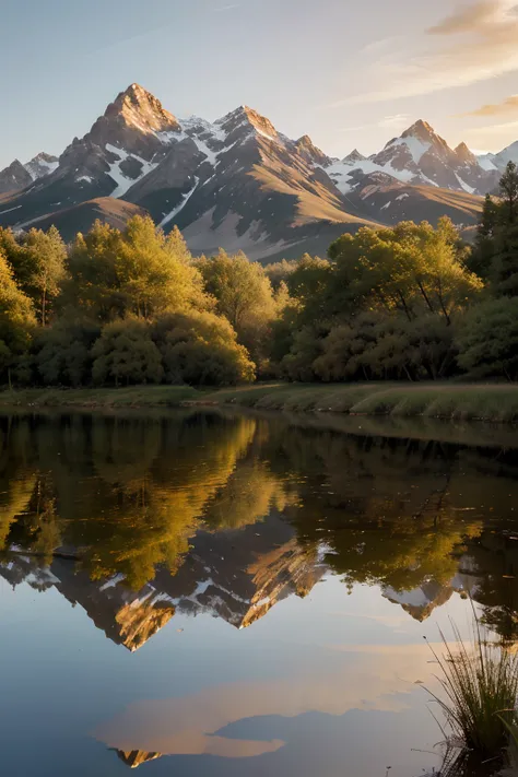 Reflection the beautiful world, on the largest natural mirror, highly detailed, breathtaking, inspired by the style of Ken Duncan well known as the pioneer of landscape, in making use of dodging and burning to edit a landscape image