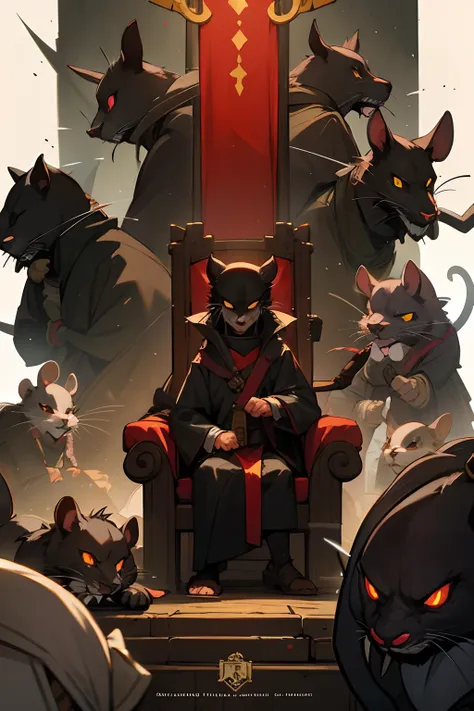 master splinter rat old wise black rat in a trone a king rat wise and old serius rat rpg game art black rat master splinter in a trone