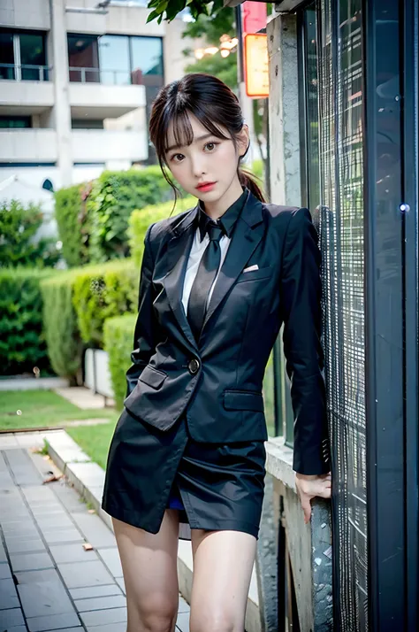 1 Girl, (Watch Viewer), (Bokeh: 1.1), Parted Lips, Expressionless, Realistic, Black Tight Mini Skirt,
business suit, OL, thin thighs, small buttocks, beautiful legs, delicate, Japan fashion model, thin face,
Best quality, (photorealistic: 1.4), ultra high ...