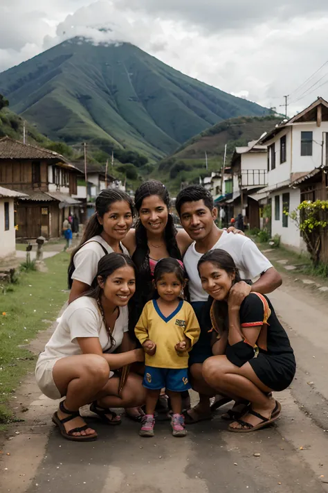 Humble and extended family in a humble village in Ecuador.