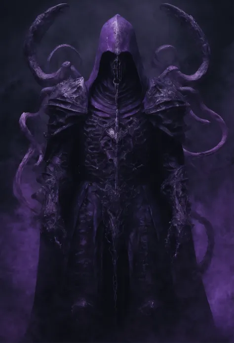 purple knight with octopus tentacles in his mouth and a helmet, illithid, purple armor, slaanesh, sleek purple armor, mindflayer, portrait of a mind flayer, wearing dark purple armor, ilithid, mind flayer, ilithid mind flayer, hyperdetailed fantasy charact...