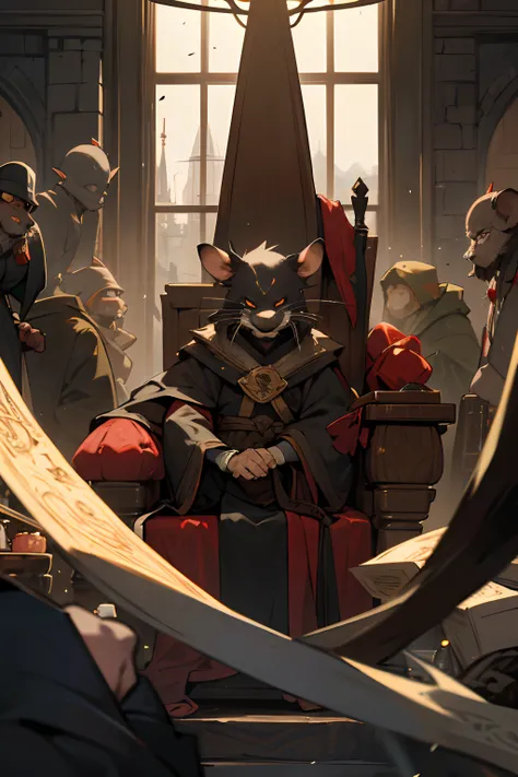 master splinter rat old wise black rat in a trone a king rat wise and old serius rat rpg game art black rat master splinter in a trone