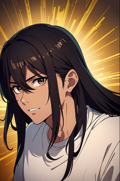 (best quality,8k,masterpiece:1.2),ultra-detailed,Visual ROCKSTAR,black hair,square jaw,dark-skinned male,very long hair,hair between the eyes,brown eyes,Rockstar