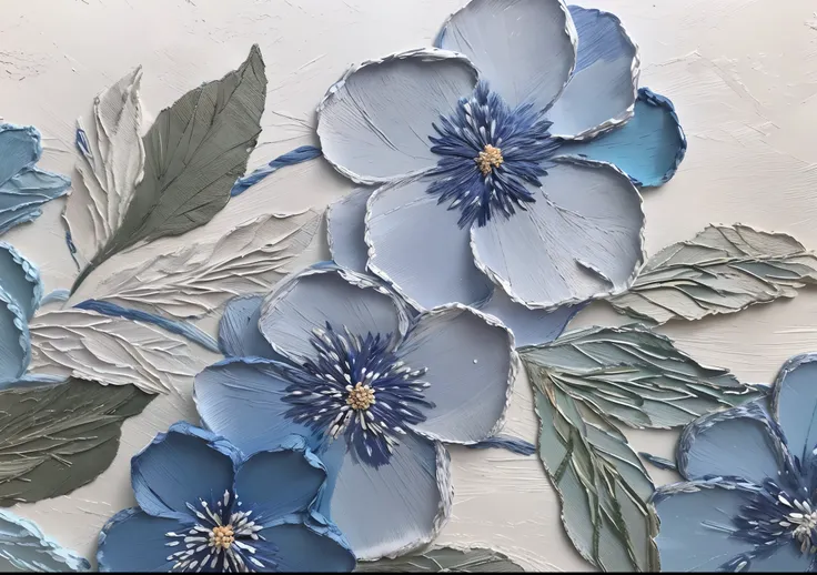 Delicate texture，Stereoscopic effect，The art of layered paper，Papier-mâché art，depicting a flower，paper art，Oil painting relief，Paper flowers，florals，bloom and flowers in background，surrounded flower，Every detail is a fine work of art，detailed flowers，Intr...